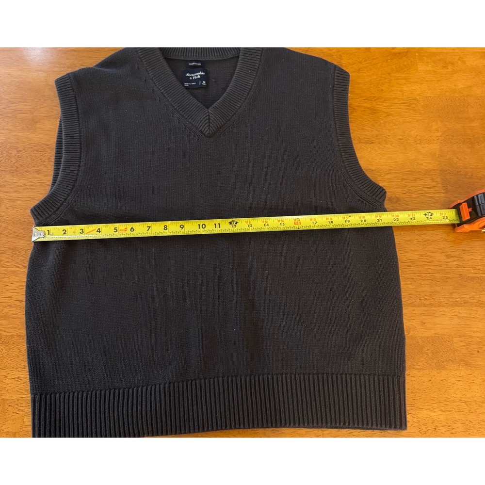 Abercrombie & Fitch Women Oversize V-Neck Sweater Vest Charcoal Grey Cotton Sz M - Picture 5 of 8